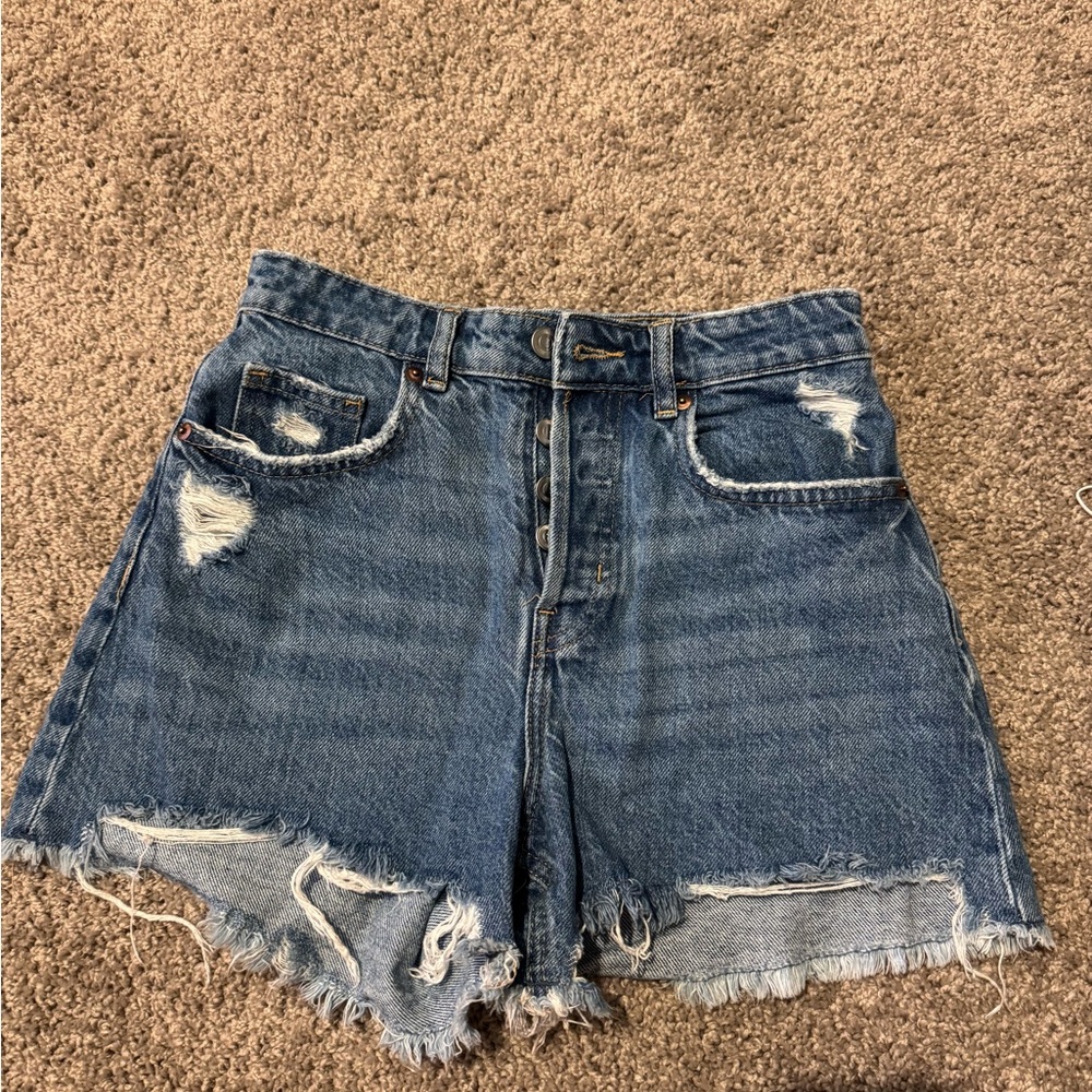 H&M Frayed Blue Jean Shorts